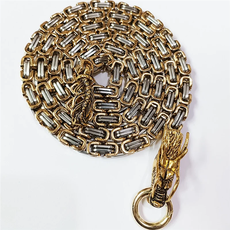 ASDS-Keel سوار الفولاذ المقاوم للصدأ التيتانيوم الصلب في الهواء الطلق التنين العمود الفقري الدفاع عن النفس سوط سلسلة معدنية قلادة الخصر سلسلة #6