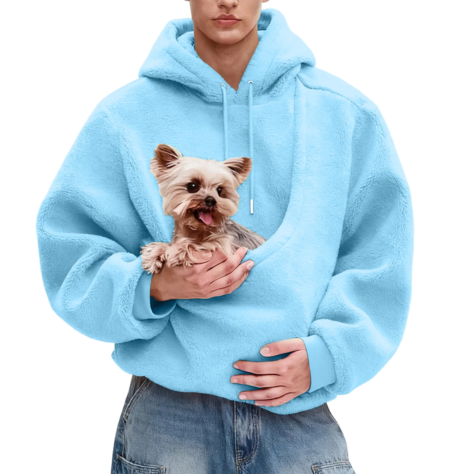 

Hooded Sweatshirt Pocket Loose Pet Plush Fitting Men Fashion Women New Solid Color Comforatble Hoodie Ropa De Invierno Mujer