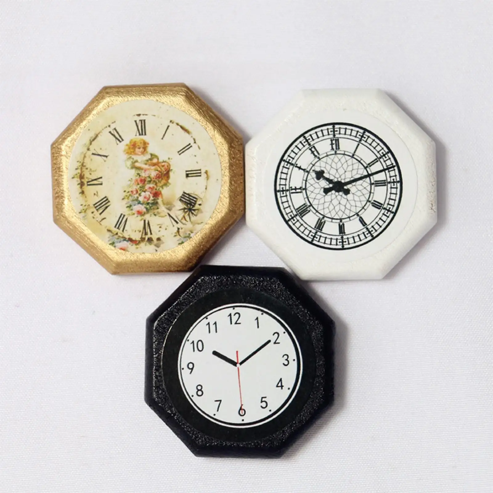 

Miniature Clock Dollhouse Decoration Compact Wall Toy Furniture Accessories for 1 12 Scale House Decor