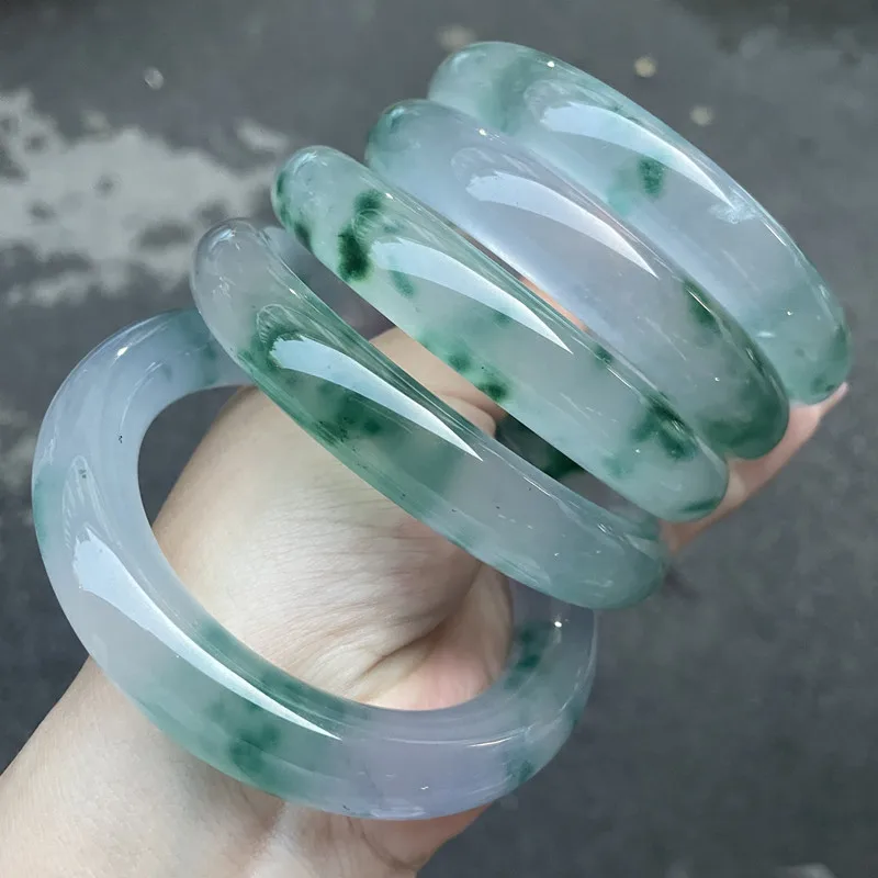 

Myanmar Grade A Jadeite Ice Floating Jade Bangles Round Bracelet Women Fine Jewelry Pure Natural Burma Jade Bangle Ladies Gifts