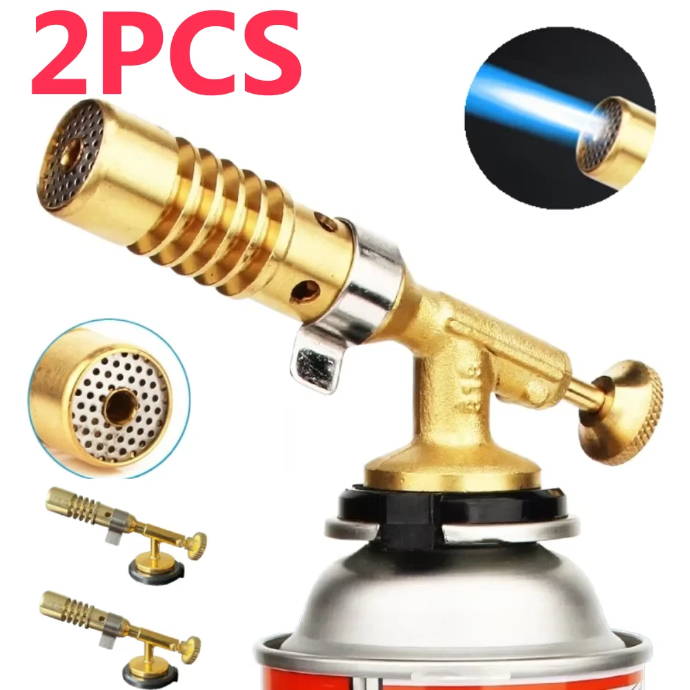 2/1PCS Portable Welding Torch Gas Burner Portable Flame Gun Butane High Temperature Welding Gas Lighter Torch Camping BBQ Gas