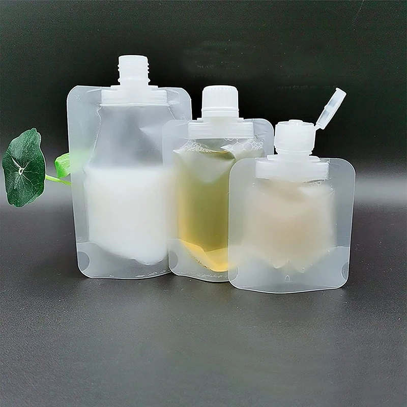 10Pcs Travel Drink Spout Pouches Transparent Plastic Bags  Beverage Summer Ice Cold Drink Pouch Essential Oil Nozzle Bag