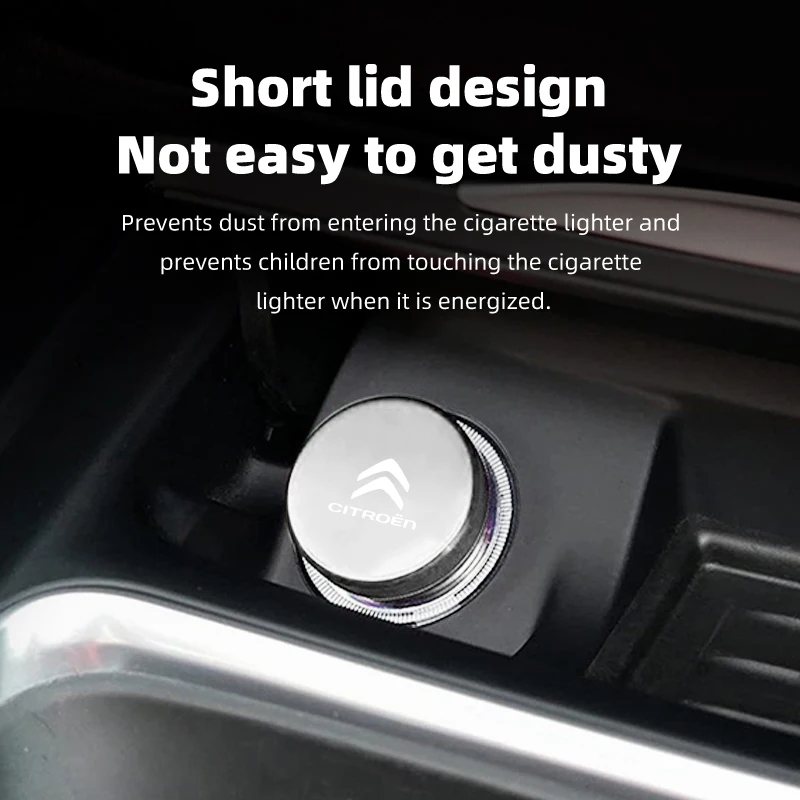 Car Aluminum Cigarette Lighter Button Plug Dust Cover For Citroen C4 C3 C5 C1 C2 VTS Berlingo Celysee Xsara Picasso Aircross