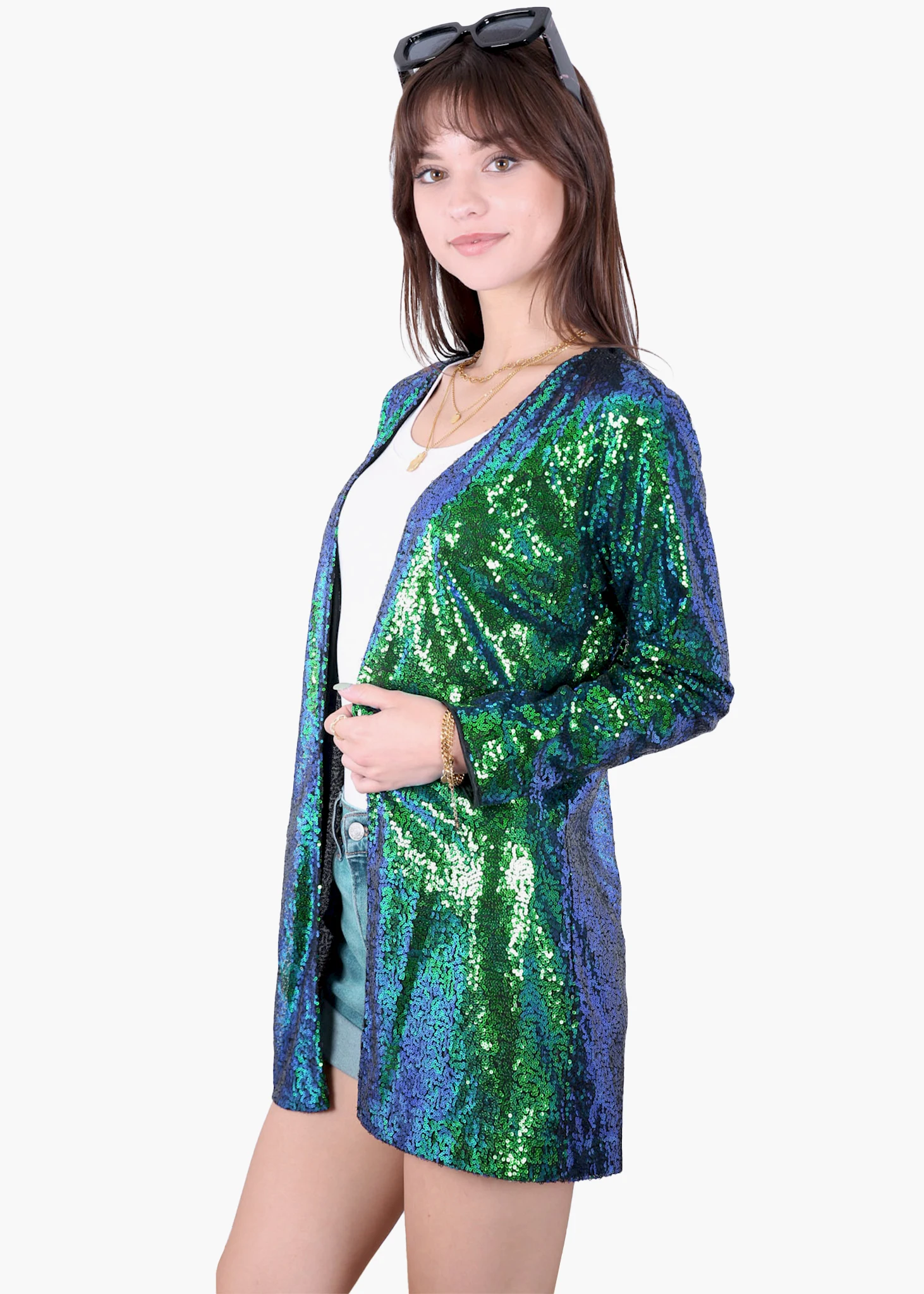 Women\'s Sequin Jacket Open Front Coat Blazer Party Cocktail Outerwear Cardigan