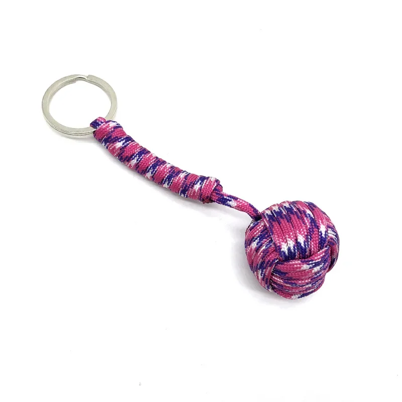 Woven Paracord Lanyard Keychain Outdoor Survival Tactical Self-defense Military Parachute Rope Cord Ball Pendant Keyring