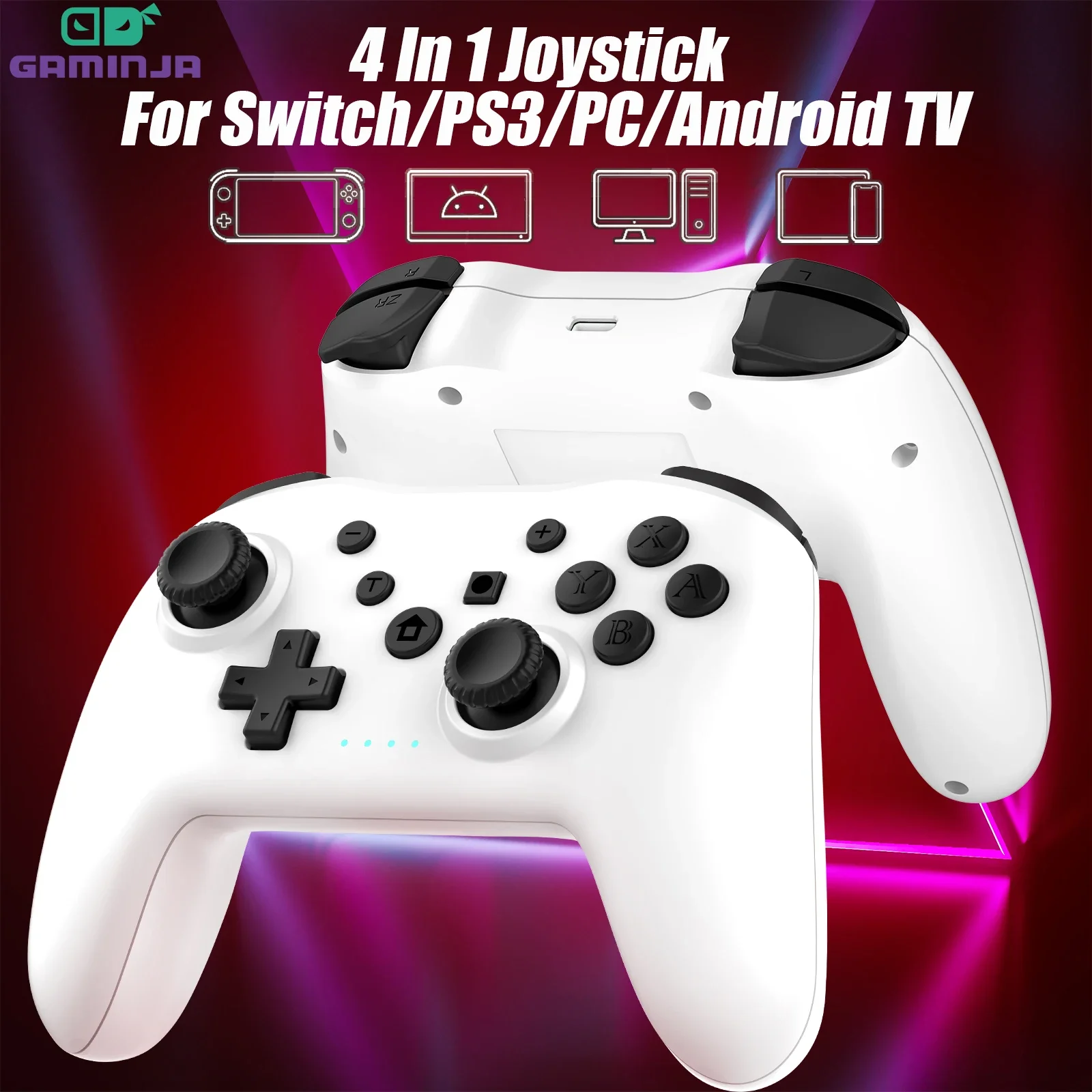 GAMINJA 4 ln 1 6-Axis Gyroscope Joystick Wireless Bluetooth Gaming Controller For Nintendo Switch Pro PS3 Lag-Free Gamepad