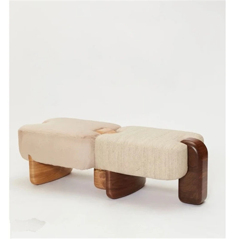 Simple light luxury solid wood soft bag foyer bedroom bedside stool shoe changing stool