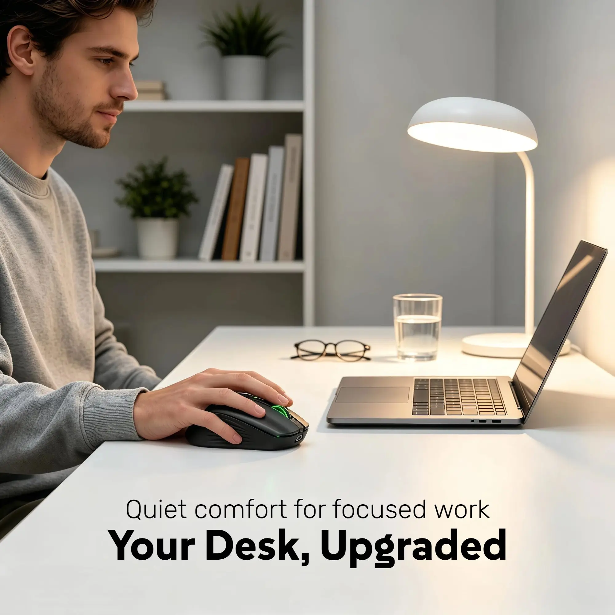 RGB Wireless Mouse 2.4G&Bluetooth Dual Mode,Silent Click 6 Keys,75g Ergonomic,Type-C Rechargeable,3-Level DPI Adjustable,Win/Mac Black