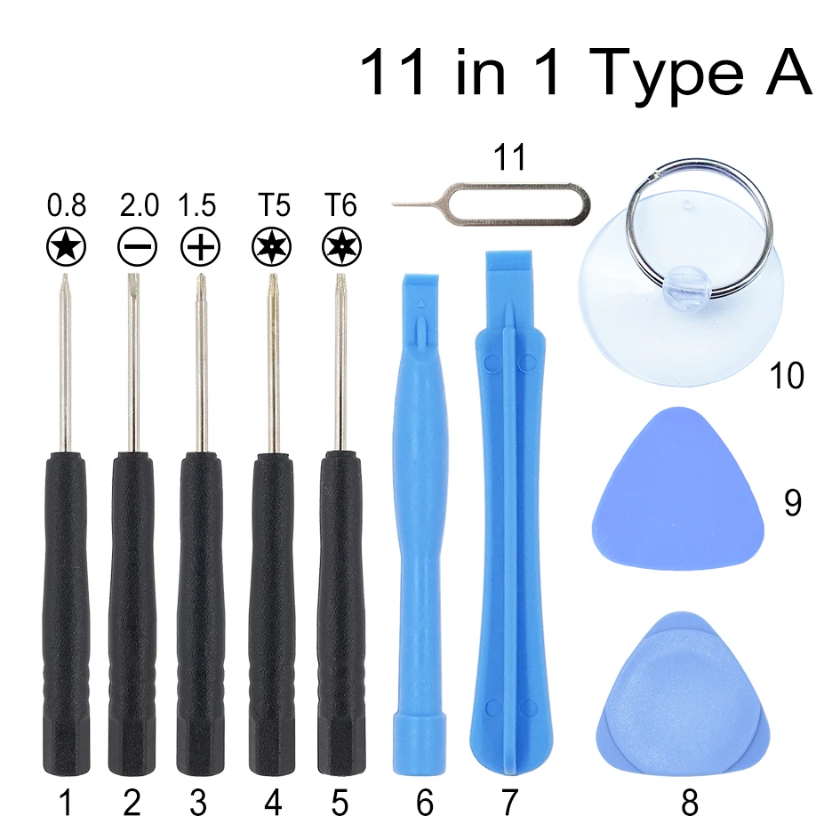 

11 in 1 Mobile Phone Opening Pry Tool Repair kit Screwdriver Set for iPhone iPad Samsung Cell Phone Hand Tools Set 300set/lot