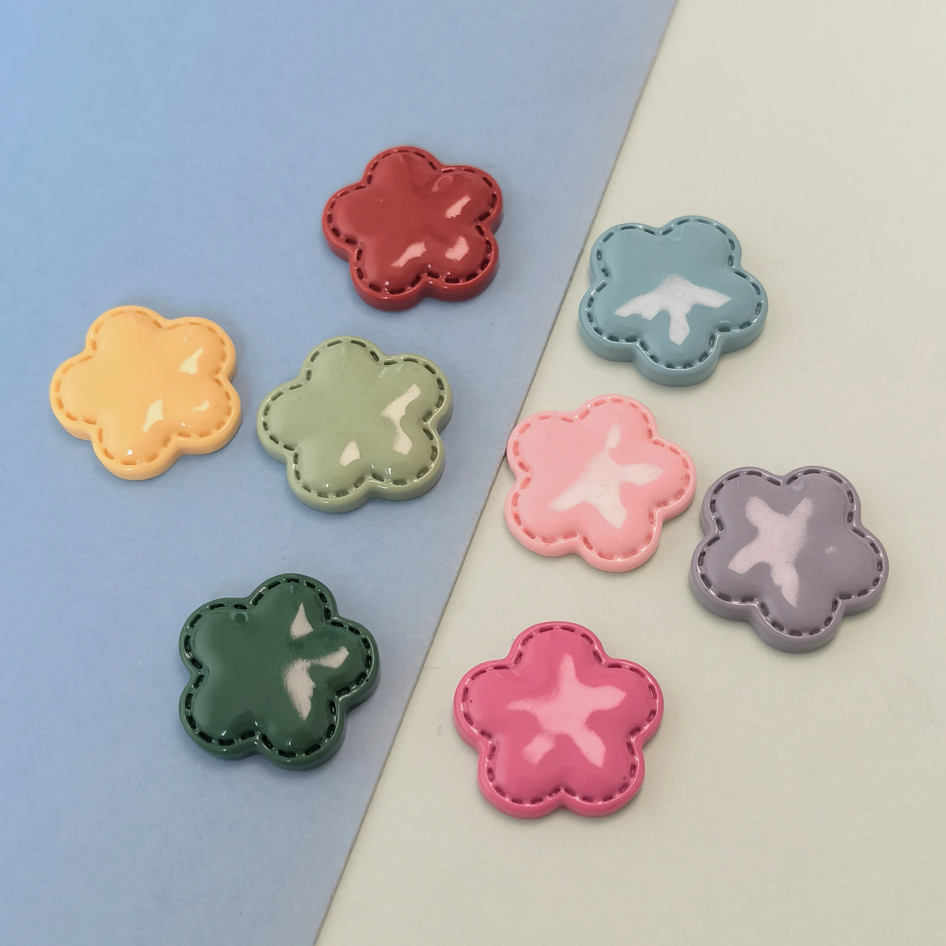 Kawaii 19mm Flower Series Flatback Resin Decor Accessories Cute Headwear Necklace Jewelry Garment Sewing DIY Craft Supplies