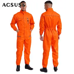 Men Women Resistant Work Coveralls Long Sleeve Multi-pockets Jumpsuit Workshop Uniform Reflective Mechanic Overalls Workwear