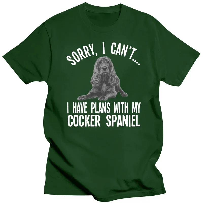 2024 HOT Sorry I Cant I Have Plans With My Cocker Spaniel Dog T-Shirt Mens Unisex Design Short-Sleeve Fashion Retro T Shirts