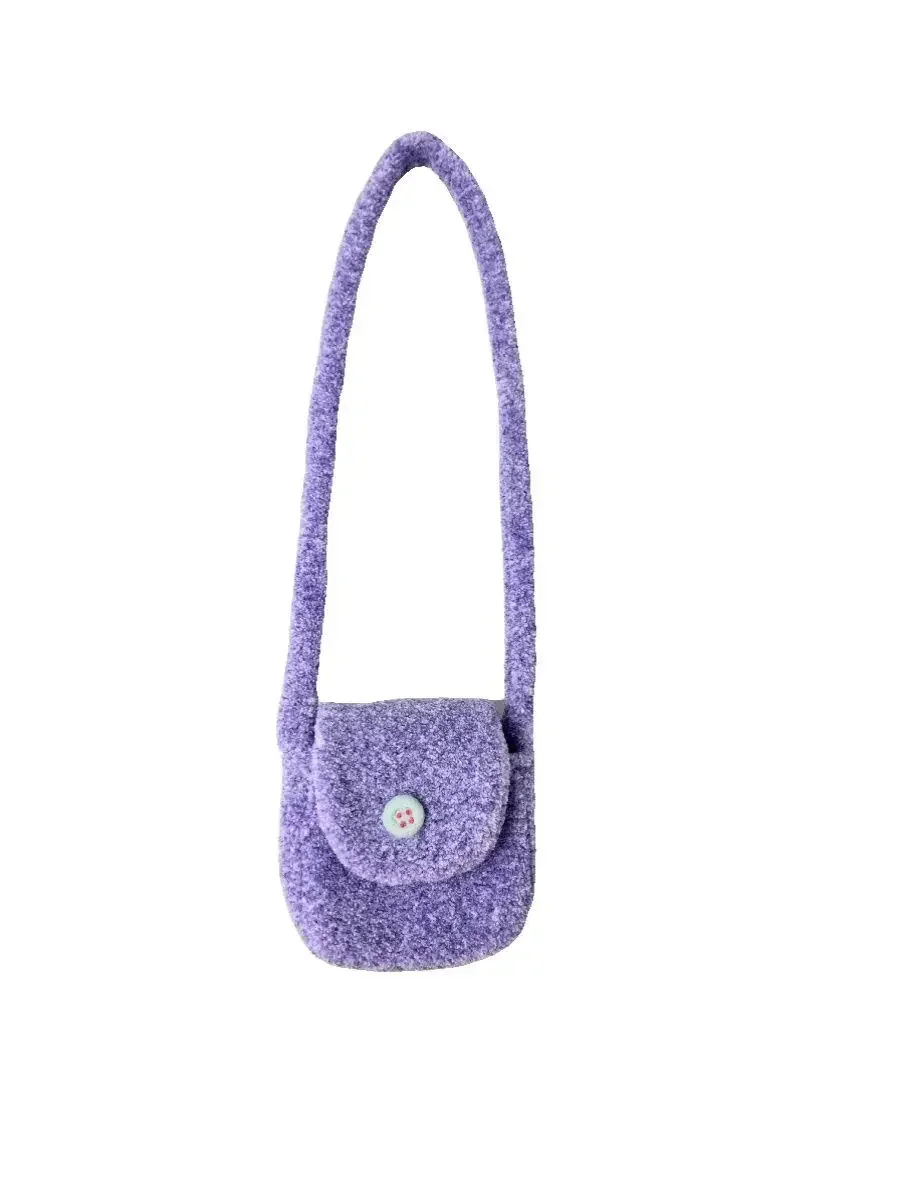 Purple Fluffy Bag Women Korean Sweet All-match Small Fresh Shoulder Bag Pures and Bags Crossbody Girls Bag