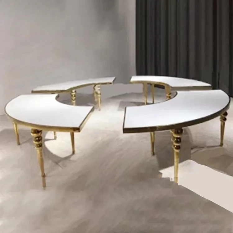 Golden Dining Table Wedding Ornament Event Planning Decorative Combination Table and Chair