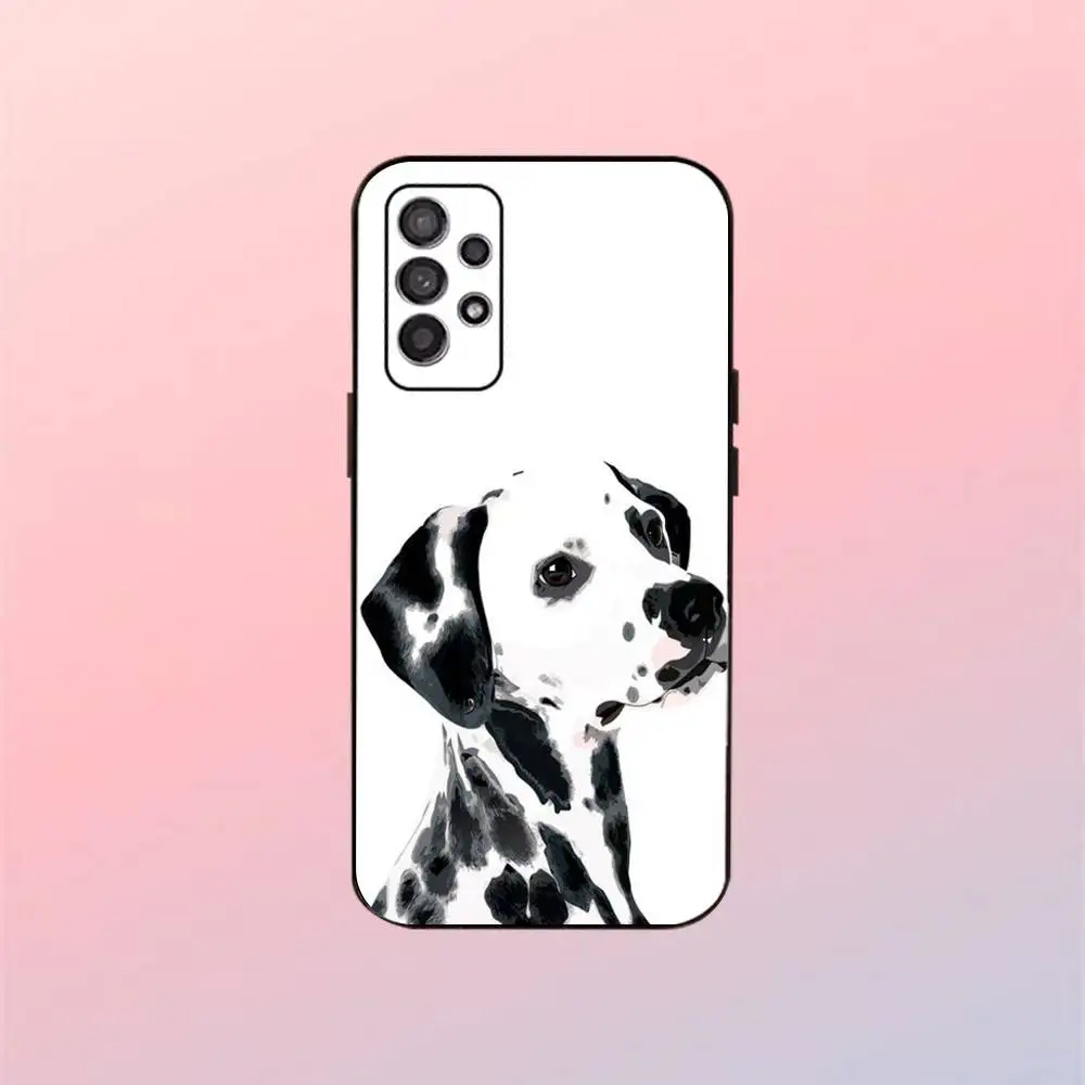 かわいいダルメシアン犬電話ケース、サムスンギャラクシー A13、A21s、A22、A31、A32、A52、A53、A71、A80 用、ソフトブラックシェル