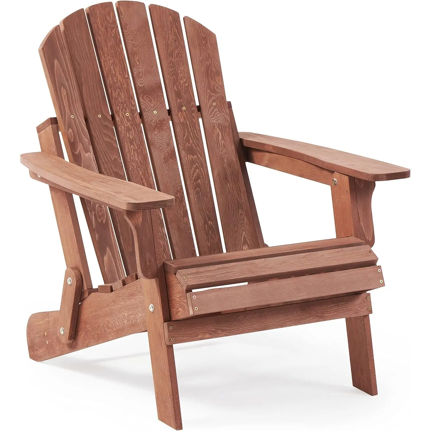 Oversize Wooden Outdoor Folding Adirondack Chair with Pre-Assembled BackRest & SeatBoard, Wood Patio Chair for Garden Backyard P