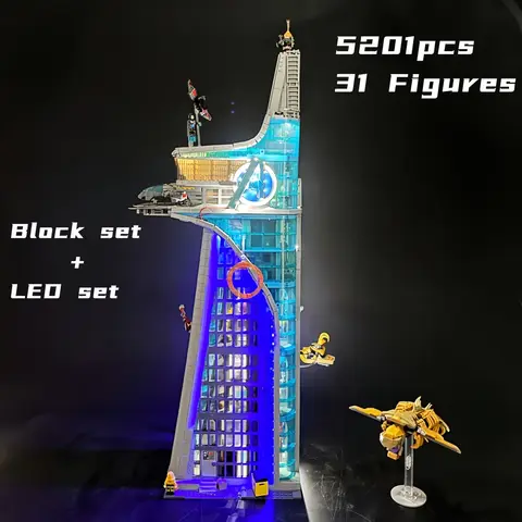 새로운 5201PCS 영화 타워 영웅 조립 건축 moc 빌딩 블록 벽돌 어린이 성인 장난감 생일 크리스마스 선물 76269