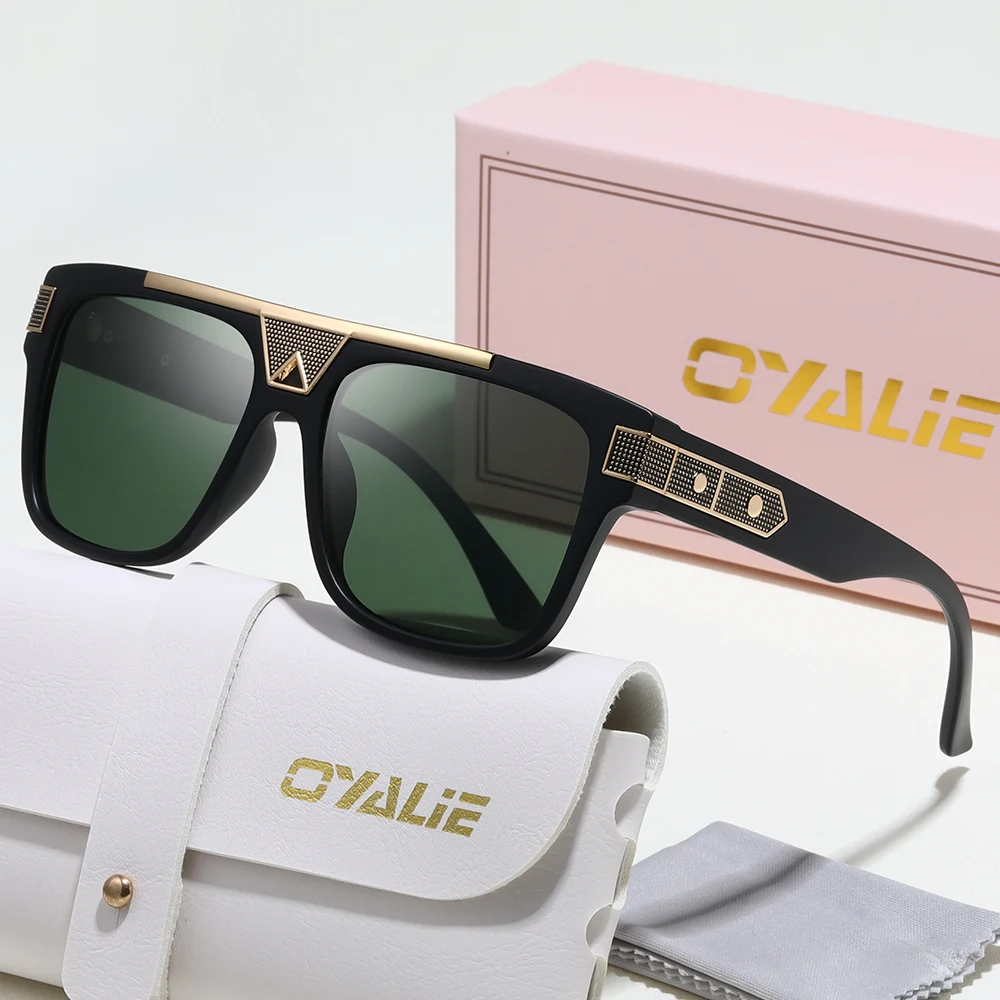 

Oyalie Classic Calm Square Large-Frame Sunglasses, High-End Luxury Designer Designs Tough Lines, Very Retro Fashion Sense, Showing the Stylish and Charm of Wearers