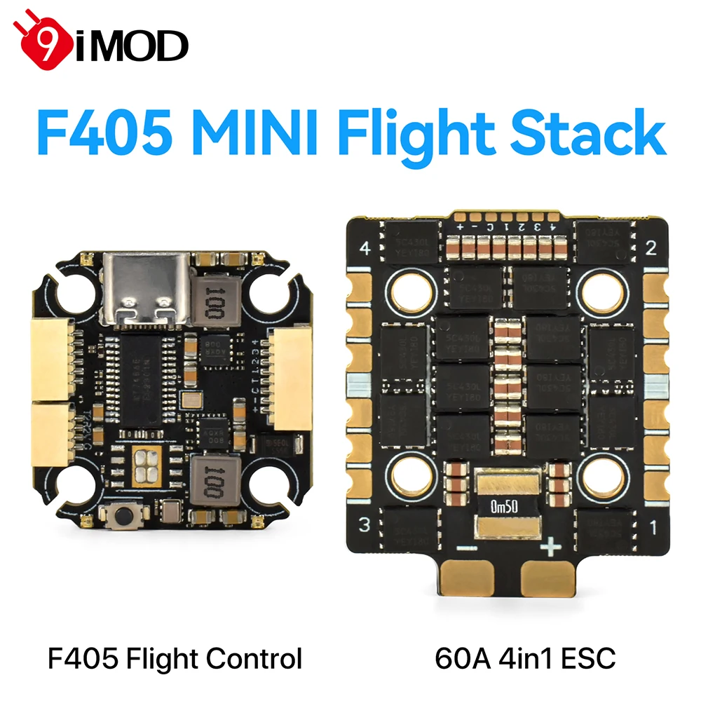 

9IMOD MINI F405 Flight Stack F405 Flight Control 60A ESC 3-8S Lipo 20x20mm ICM42688 Gyro For RC 7-10inch FPV Racing Drone