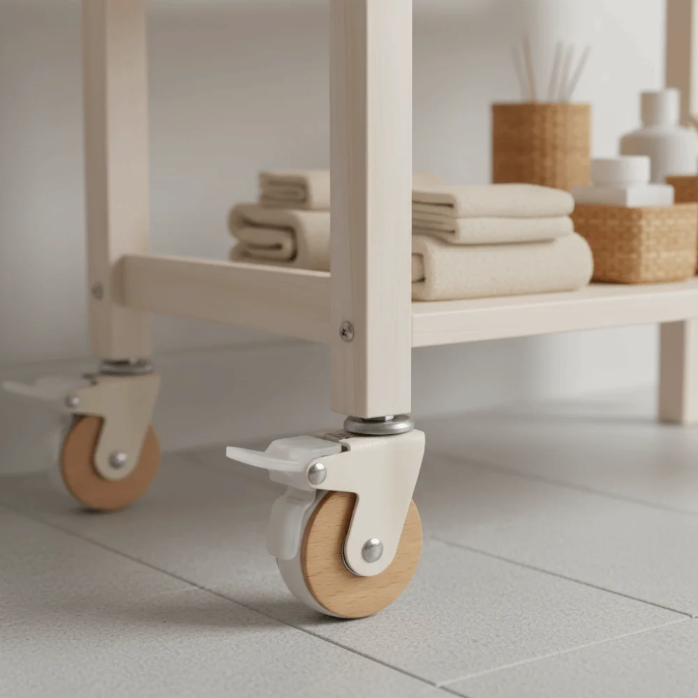 Solid Wood Decoration Screw Caster Wheels Lightweight Total Capacity 200lbs Heavy-Duty Swivel Casters Brake System Furniture