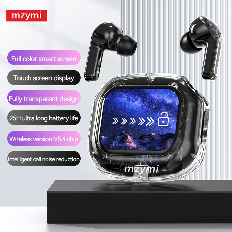 mzymi A20 TWS Touch Screen Wireless Earphone Blutooth5.4B HiFi Stereo Noise Cancelling Headphone For Android iOS