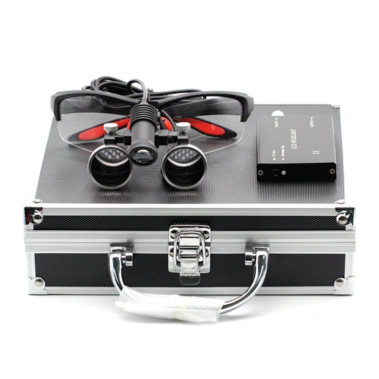

Dental Loupes Magnifier Dental Lab Medical Loupes Magnification Binocular 2.5X 3.5x Headlight Headlamp 5W Set Metal Box