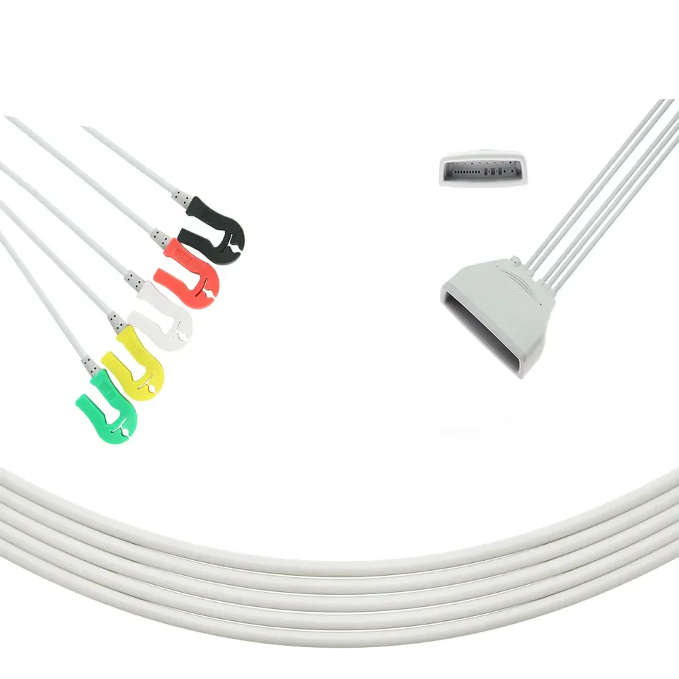 Compatible for Phillipss ECG Telemetry Leadwire 5 leads Grabber IEC ecg cable For Hospital use