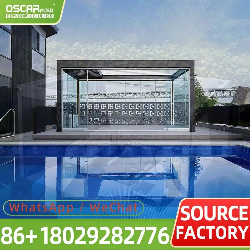 Motorized Slat Smart Canopy Bioclimatic Aluminum Pergola System 3x6 Outdoor Waterproof Gazebo for Terrace Garden Patio pergola