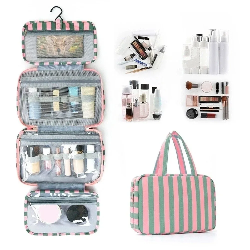 Portable Striped Travel Storage Bag Dustproof Large Capacity Make Up Bag Organizer 4Layer Clothing Bag Home
