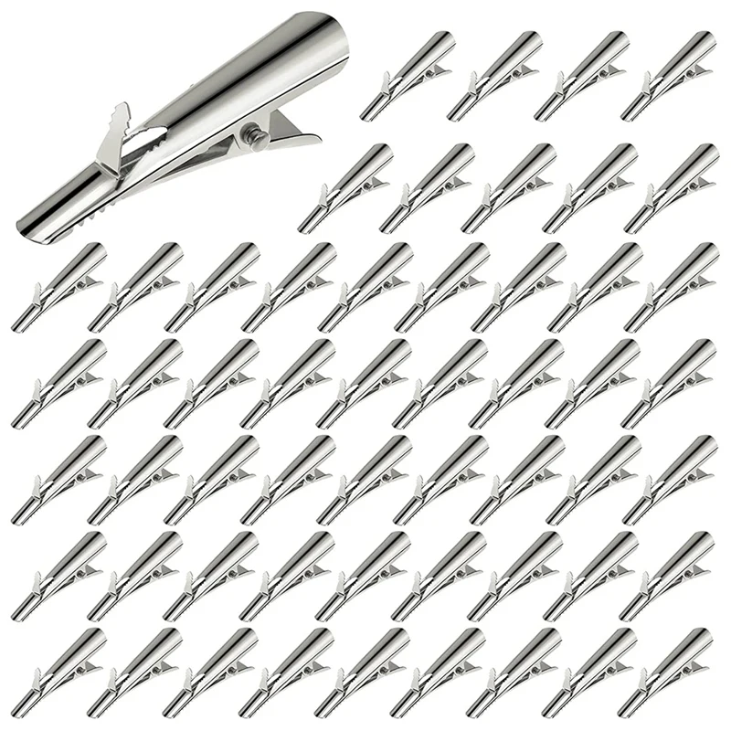 100-Pcs Mini Metal Alligator Clips For Crafts - Small Roach Clips Spring Clips Clamps 45Mm Alligator Hair Clips