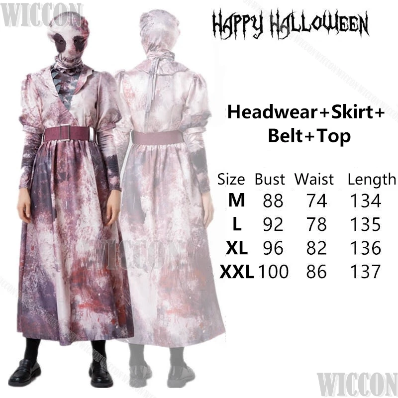 Halloween Party Adult Man Women Reaper Witch Robe Printed Scary Skeleton Vampire Butcher Role-playing Game Cosplay Costume Suit