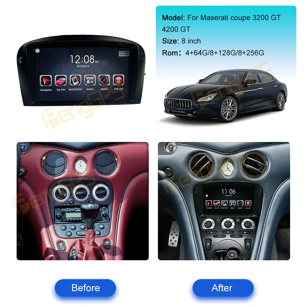 For Maserati 3200GT 4200GT 2004 - 2007 Android Car Radio Wireless Carplay Stereo Receiver Autoradio Multimedia Player GPS Navi