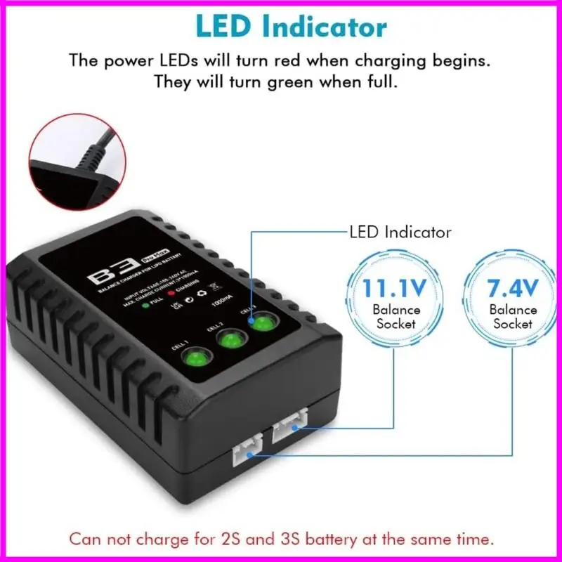 

7.4V 11.10V Lithium Balance Charging Box For 2S 3S Batteries