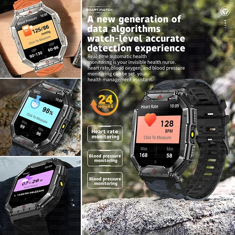 Neu für Huawei Xiaomi Militär GPS Smartwatch Männer Taschenlampe Kompass wasserdicht Outdoor Sport Tracker Bluetooth Anruf Smartwatch