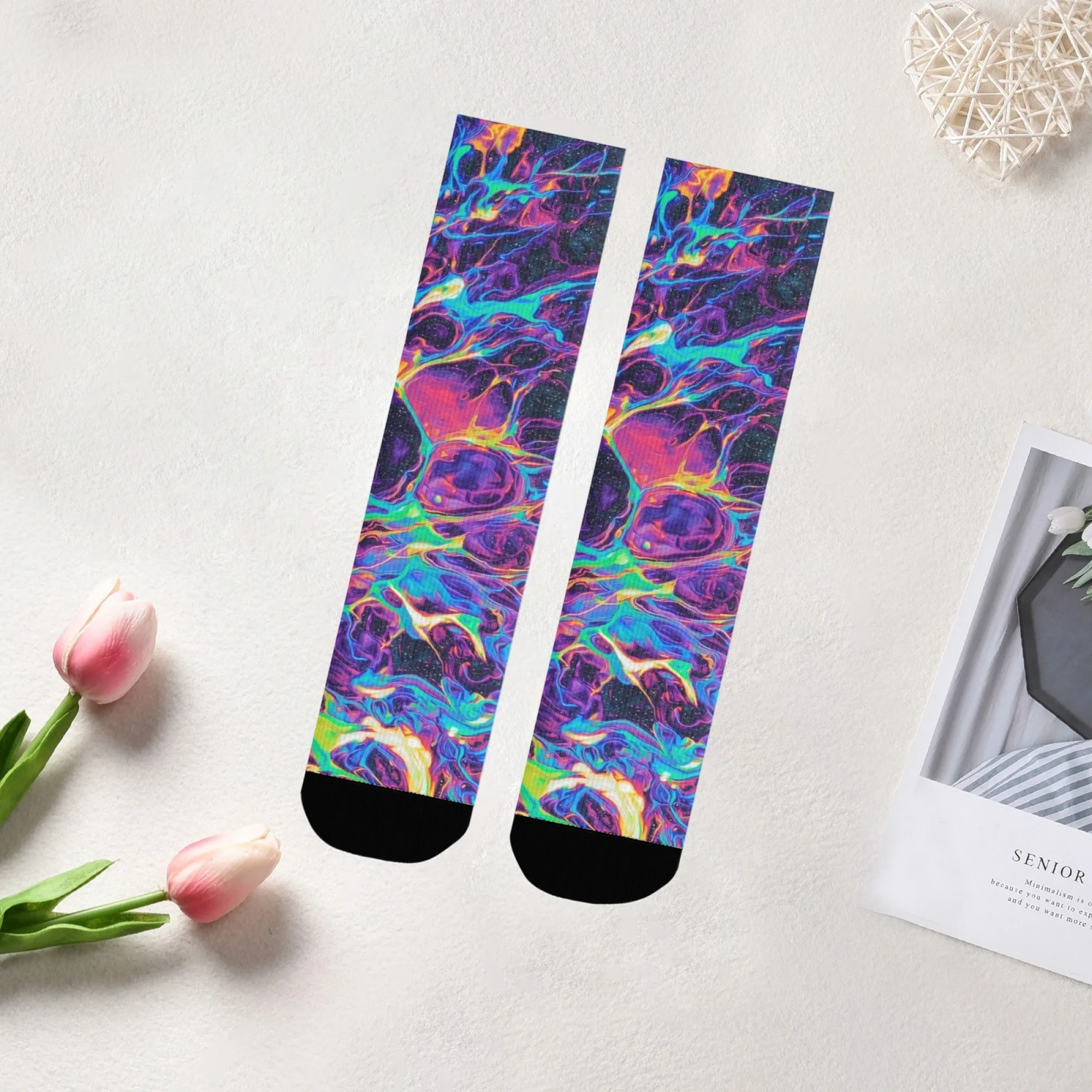 Psychedelic Fluid Starry Sky Socks Non-Slip Elastic Lightweight Men's Socks Travel Leisure Hiking Crazy Rock Party Novel Socks