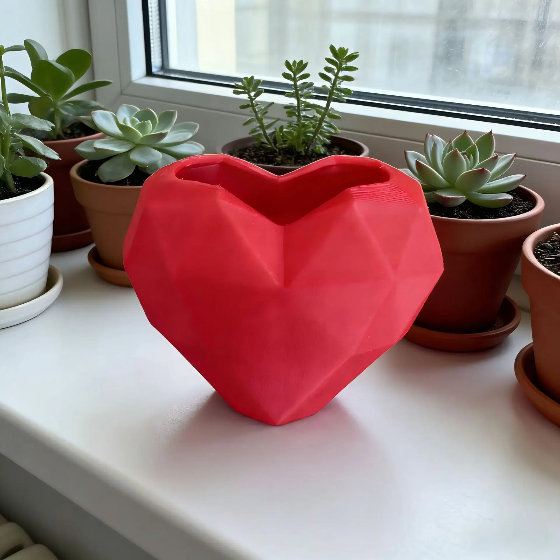 3D Printed Irregular Heart Plant Pot, Durable Plastic Succulent Planter, Modern Decor for Balcony Garden & Desktop