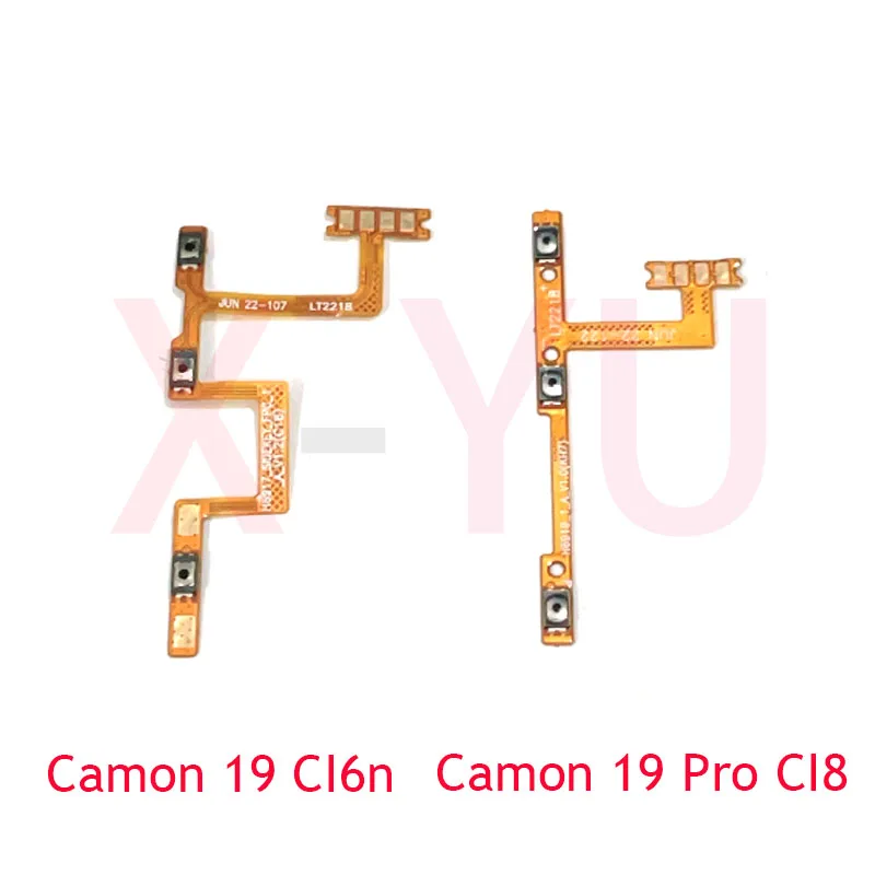 10PCS For Tecno Camon 19 20 30 Pro Neo CH6i Ci6 Ci8 CK6 CK7 CL6 Power On Off Switch Volume Side Button Flex Cable