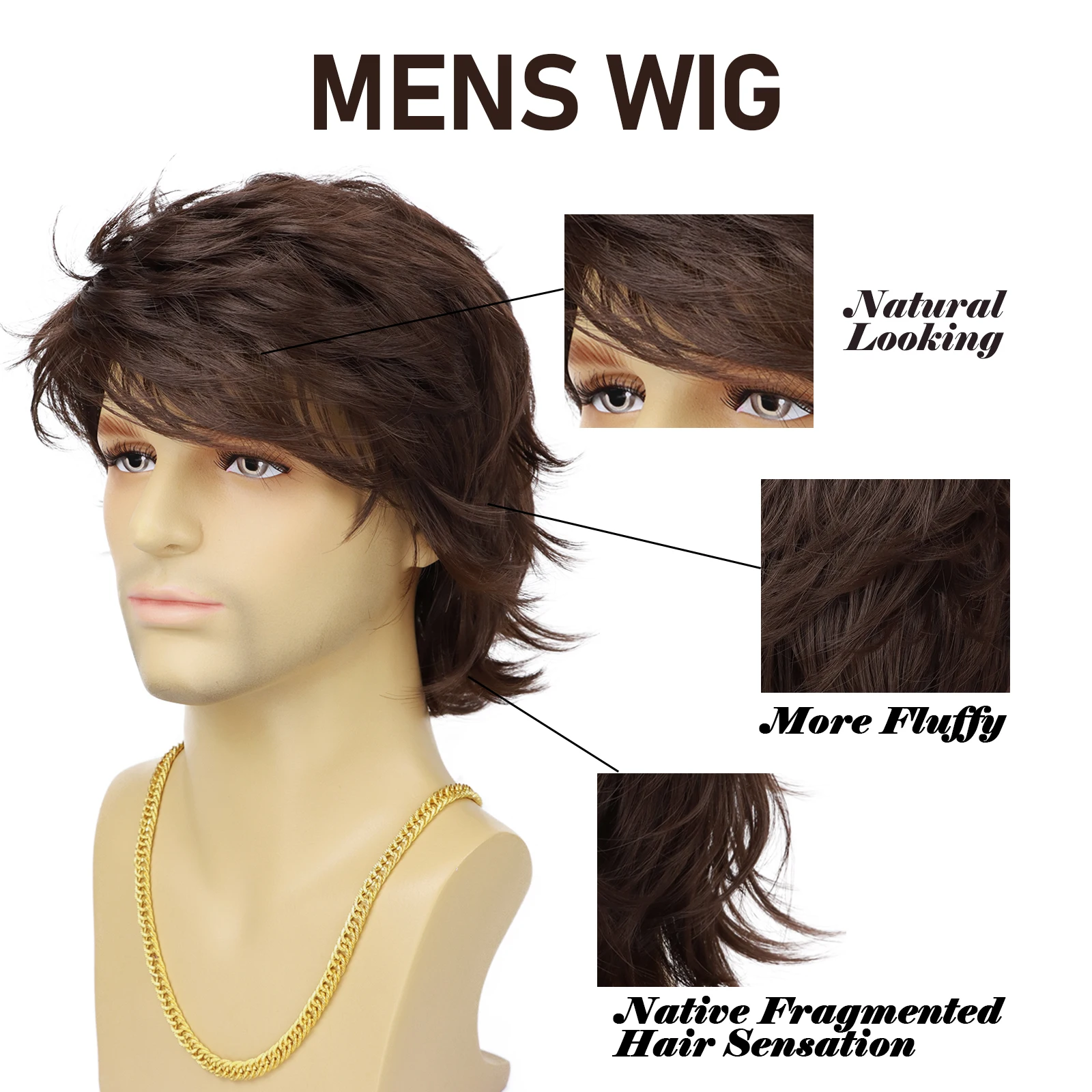 Synthetic Mens Wig Short Black Layered Heat Resistant Wigs for Male Daily Party Cosplay Costume Halloween Use image 3
