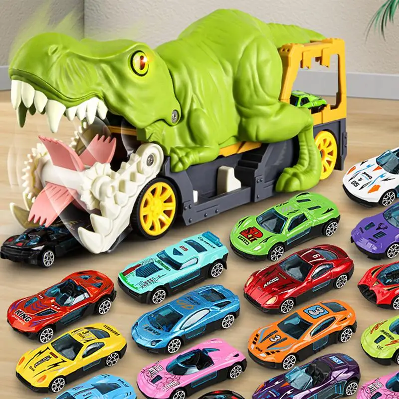 

Dinosaur Toy Car Hauler Dino Transporter Hauler Toy with Sound and Light Ejection Transporter Hauler Truck Vehicles Kids Gifts