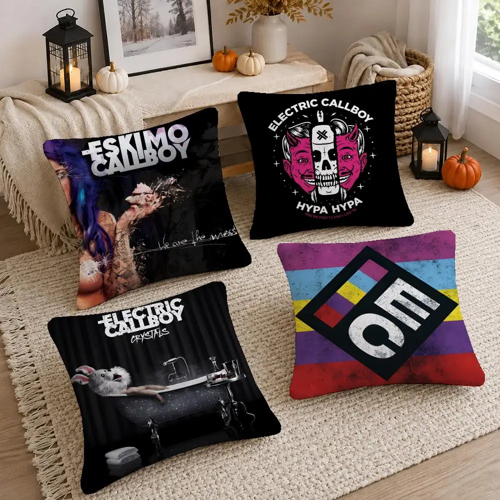 Metal Band Electric Callboy Cushion Cover Short Plush Pillow Cover, Washable Wrinkle-Resistant for Sofa Bedroom Decor Gift