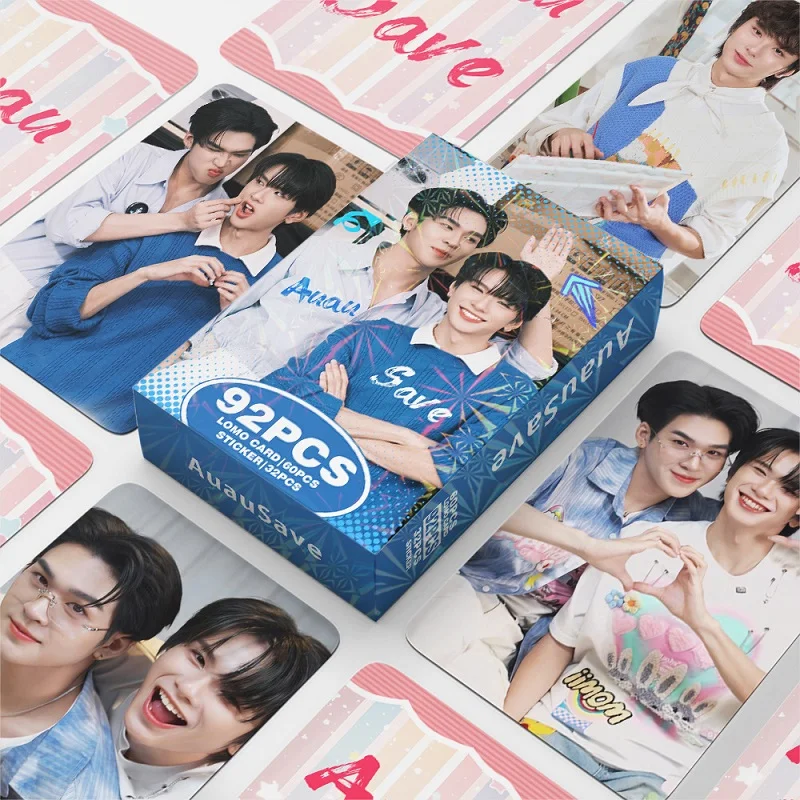 92PCS Auau Save Thai Celebrity CP Photocards Set - HD Printed Idol LOMO Cards with Stickers for Fans Souvenir Gift