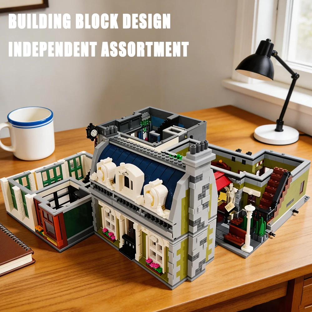 

Street Views Architecture Building Blocks Bank Pari Restaurant Model House Assembly Bricks Sets Collectible Gifts For Room Decor