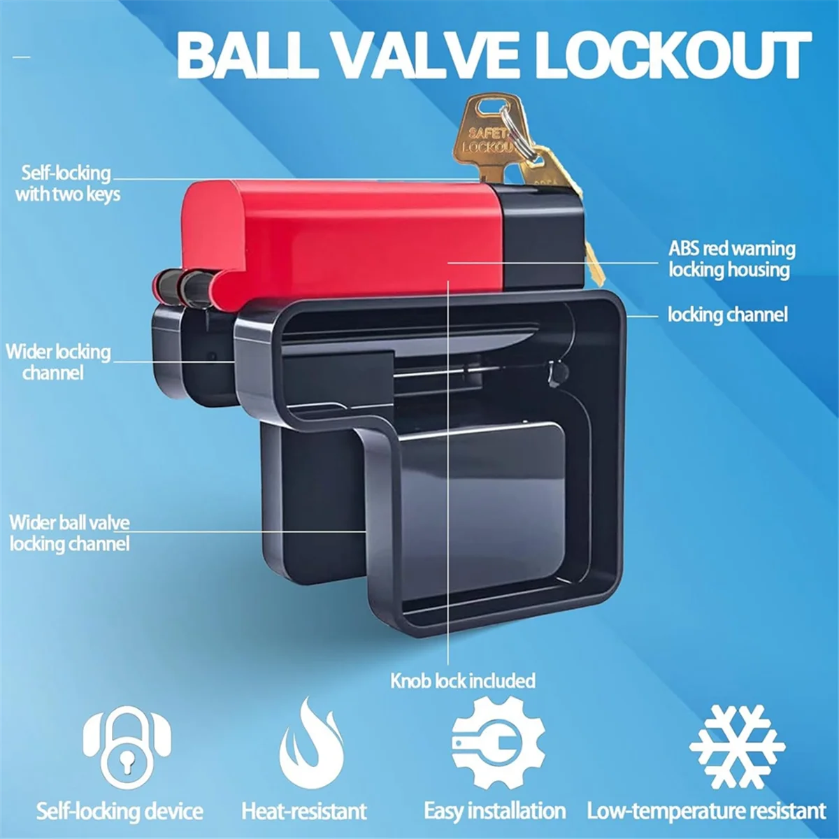 ABGV verstelbaar kogelkraanvergrendelingsapparaat - - Compatibel industrieel veiligheidsslot voor 1/4 inch - 2-1/2 inch kleppen