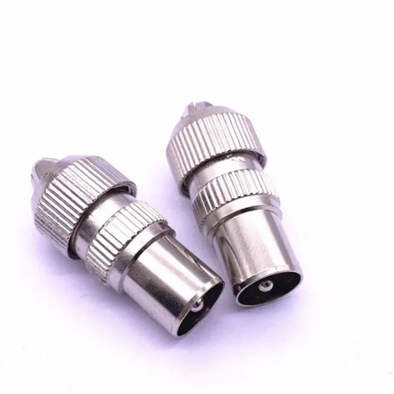 5pcs metal Cable TV plug 9.5  without welding type RF head RF cable connector TV head closed circuit head bamboo male