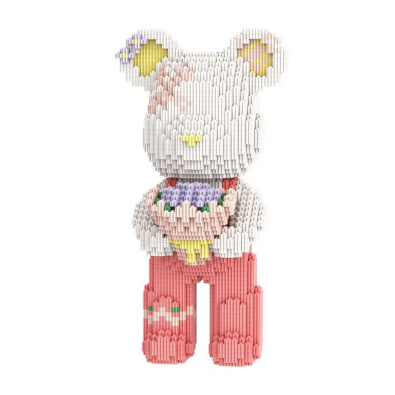 32Cm Xixi 공주 곰 꽃다발 곰 퍼즐 빌딩 블록 장난감 소년과 소녀 생일 선물 거실 장식품 기념일