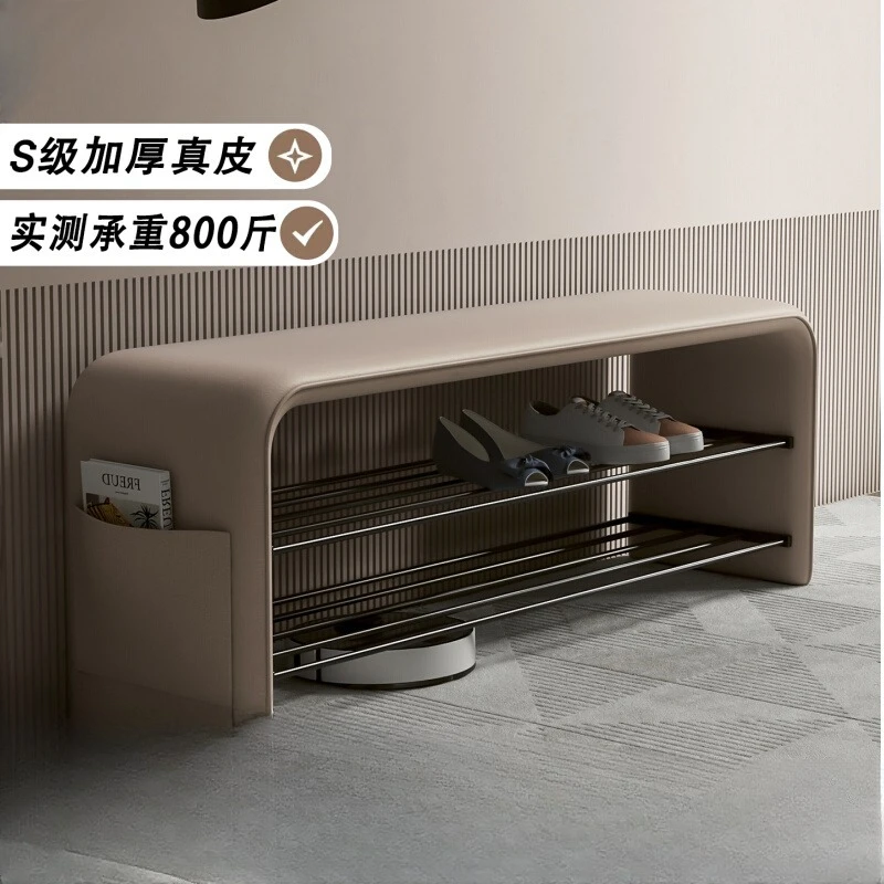Italian light luxury bench double-layer shoe rack version