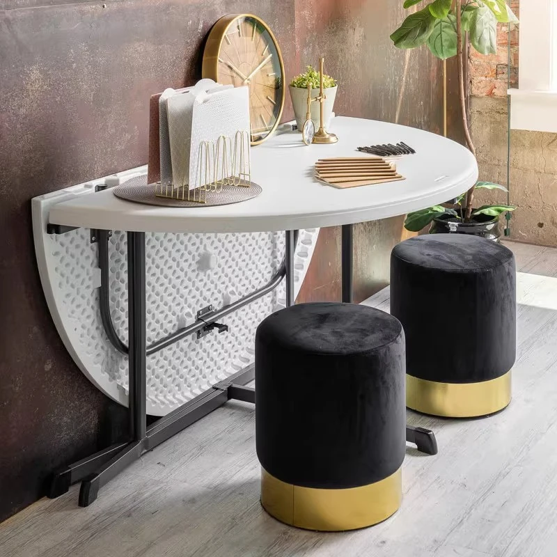 Folding table simple dining table hotel hotel round table plastic dinner round 10 people portable