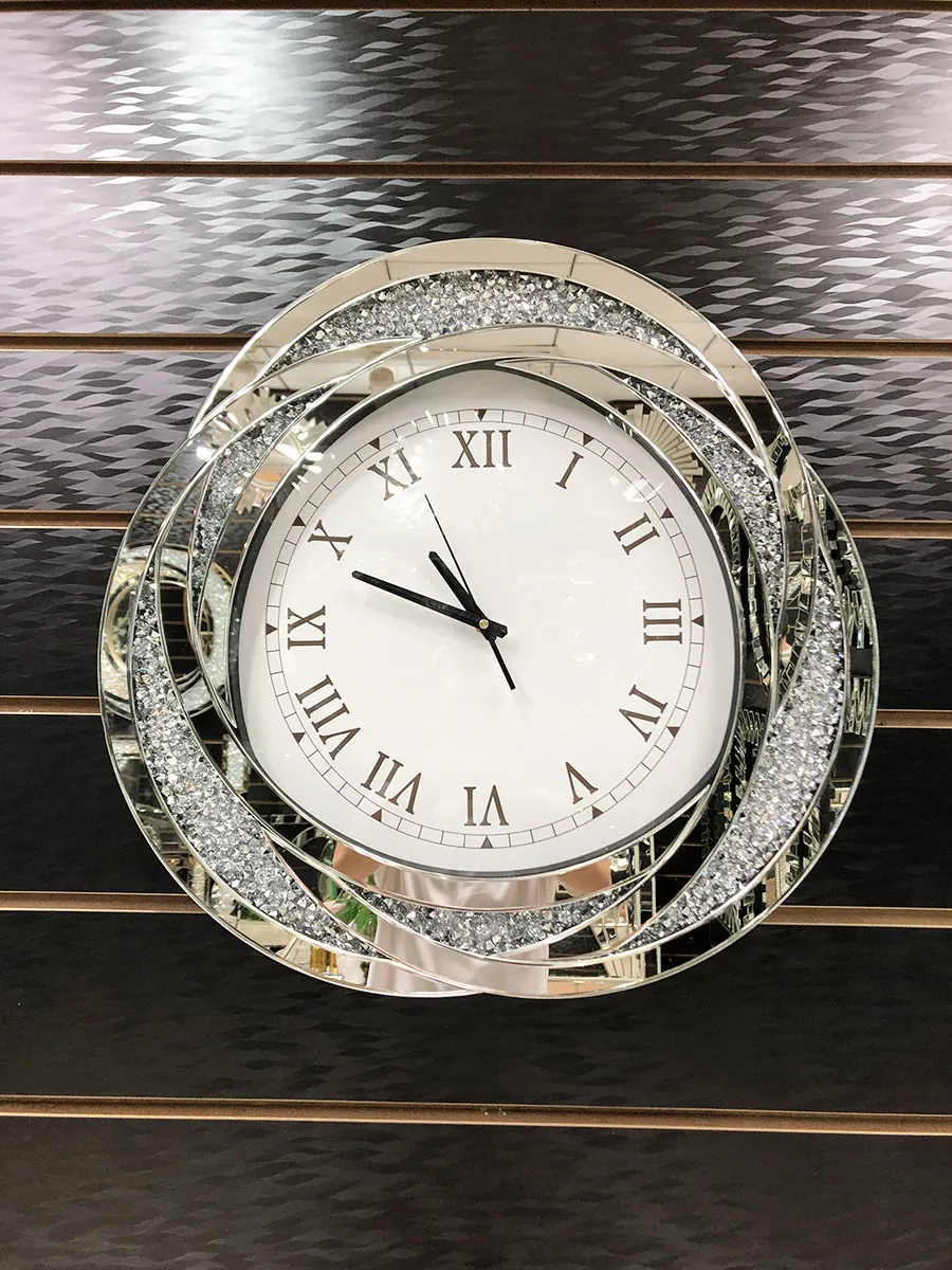 Living room fashion decoration wall clock dining room light luxury clock home creative glass diamond wall hanging art clock