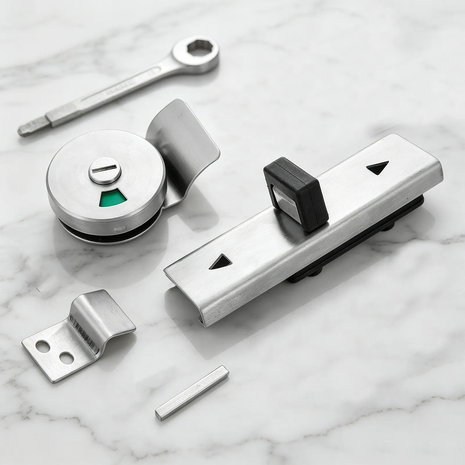 1Set Stainless Steel Bathroom Privacy Lock Indicator Slide Bolt Latch Vacant Occupied Lock for Public Toilet Doors