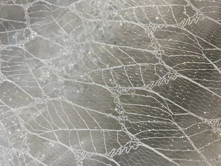 New Large Mesh Silver Spray Dusting Powder Hard Irregular Bronzing Draping Fabric for Wedding Dress Fabric